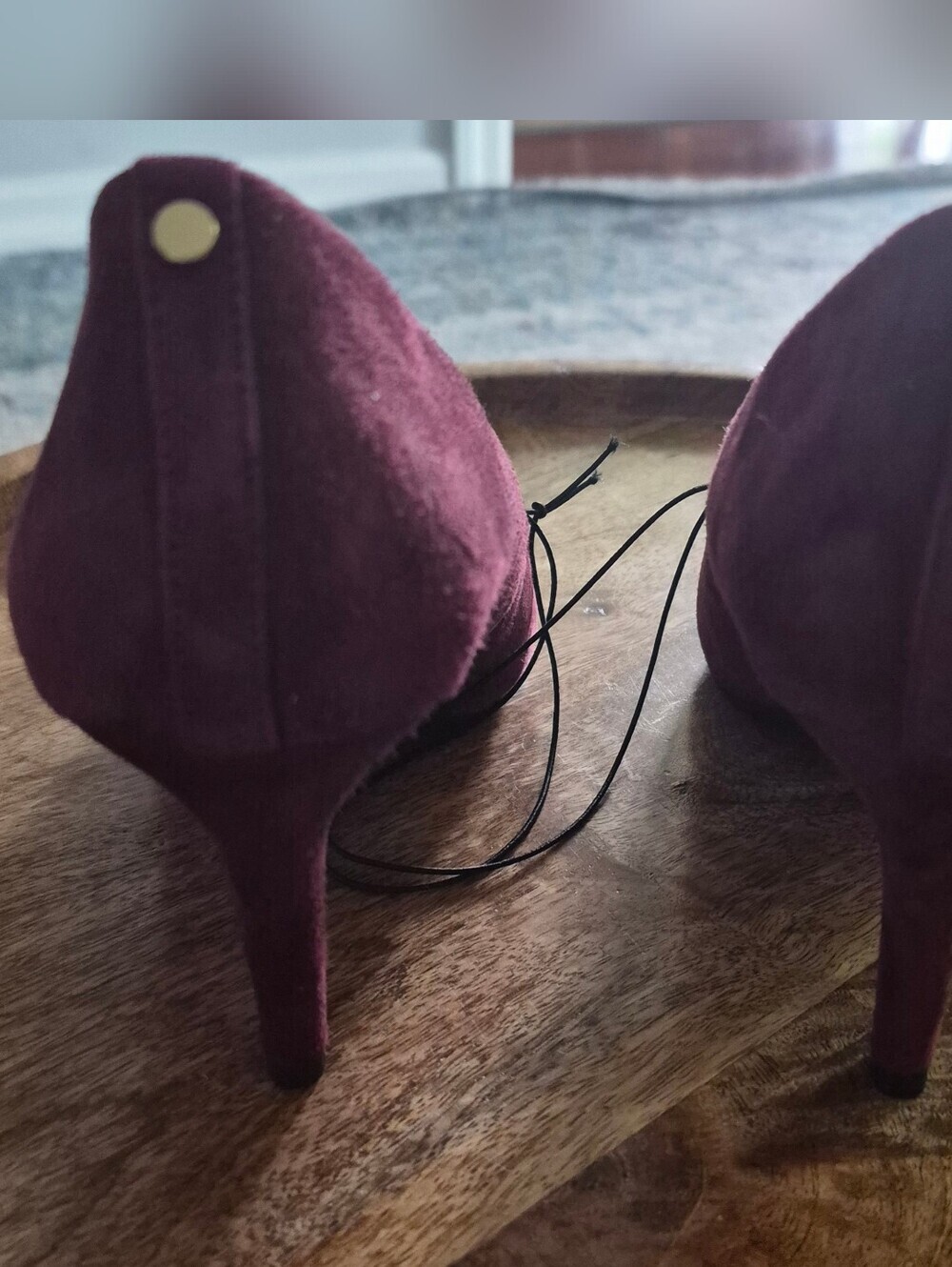 BNWT Tahari Luxe Leather Suede Pointed Toe Stiletto Pump 7.5 Heel Wine Burgundy - Picture 9 of 12